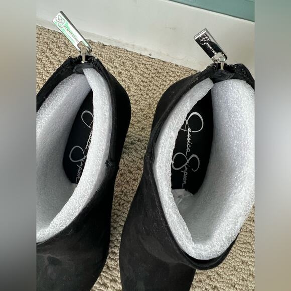 Jessica Simpson NWOB black suede platform booties 5 inch boots going out 9.5 - Picture 5 of 10